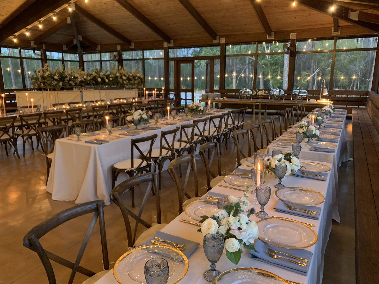 Pavilion reception setup prepared for an event at Point Preserve